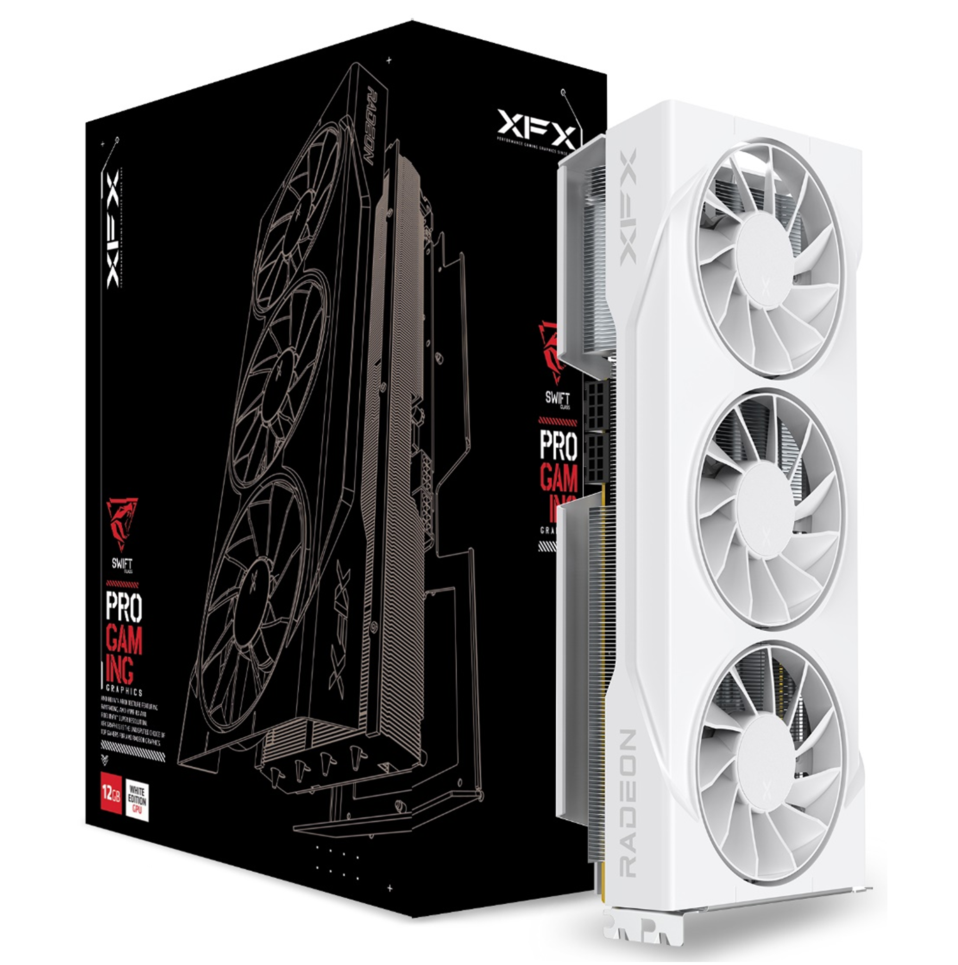 XFX Swift AMD Radeon™ RX 9070 GRE White Triple Fan Gaming Graphics Card